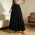 thumbnail image 3 of ZHOGXU Elegant Ladies Midi Skirts For Women Solid Color Knee Length High Elastic Waist A Line Design Outdoor Shopping Dating, 3 of 4