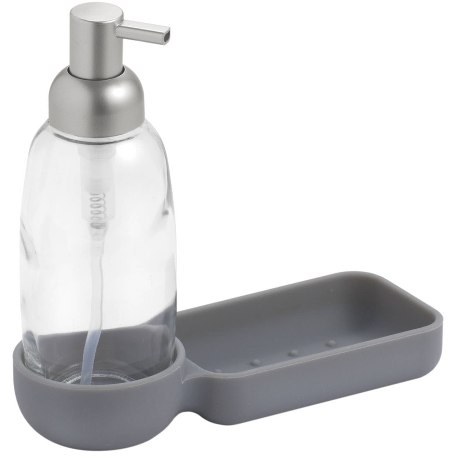 Interdesign Lineo Kitchen Glass And Silicone Soap Dispenser Pump Interdesign Lineo Kitchen Glass And Silicone Soap Dispenser Pump Sponge Caddy Organizer Clear Gray Brushed Com