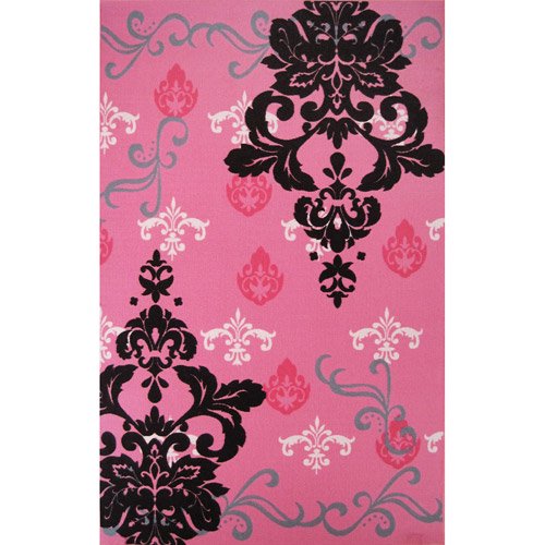 53"x83" Graphic Damask Rug, Pink
