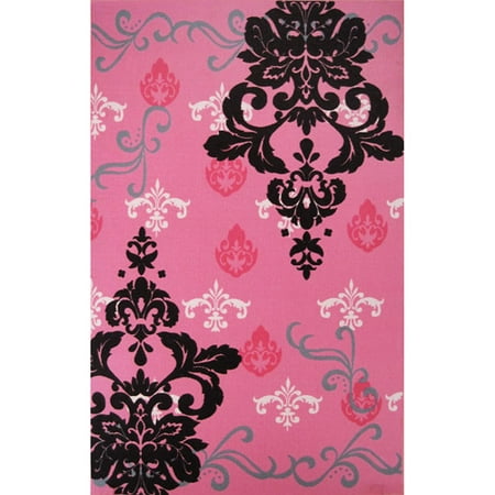 Graphic Damask 53" x 83" Rug, Pink