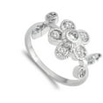 thumbnail image 4 of White Cubic Zirconia Bezel Flower Ring .925 Sterling Silver Band Jewelry Female Male Unisex Size 7, 4 of 4