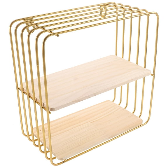 PAMINGONO Floating Wall Shelves Wall Mounted Hanging Shelf Golden Wood 1Pcs for Bathroom