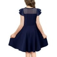 thumbnail image 2 of KISSMODA Girls Dress Casual Round Neck A Line Ruffle Sleeve Knee Length Dresses 4-13 Years, 2 of 4
