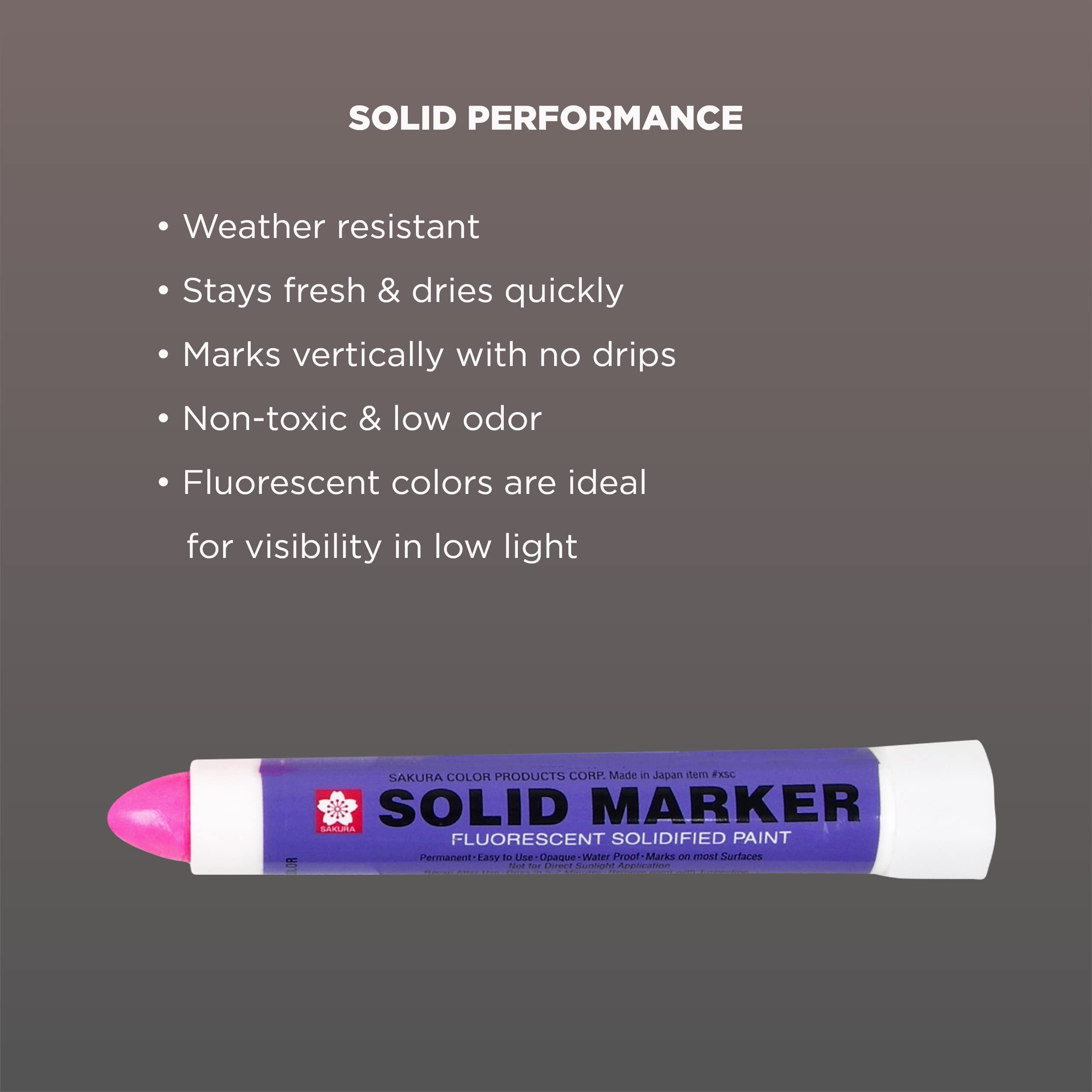 Sakura Solid Paint Markers - Permanent Marker Paint Pens - Window, Wood, & Glass Marker - Fluorescent Pink Paint - 12 Pack
