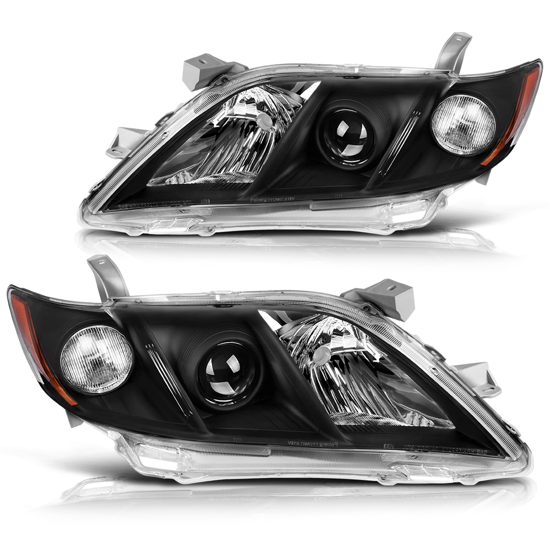 RVNI Black Projector Headlights for 2007-2009 Toyota Camry Headlamp Assembly 07-09
