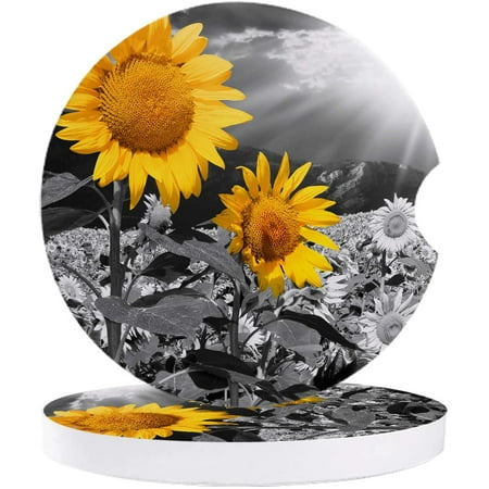 

ZHANZZK Sunflower Summer Flower Park Set of 6 Car Coaster for Drinks Absorbent Ceramic Stone Coasters Cup Mat with Cork Base for Home Kitchen Room Coffee Table Bar Decor