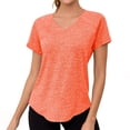 thumbnail image 3 of SROBPTY Womens T-Shirts Solid V Neck Short Sleeve Active Loose Breathable Summer Tops for Sports, 3 of 5