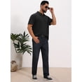 thumbnail image 5 of DARING DIVA Men's Jacquard Short Sleeve Button Down Collared Polo Shirts S Black, 5 of 7