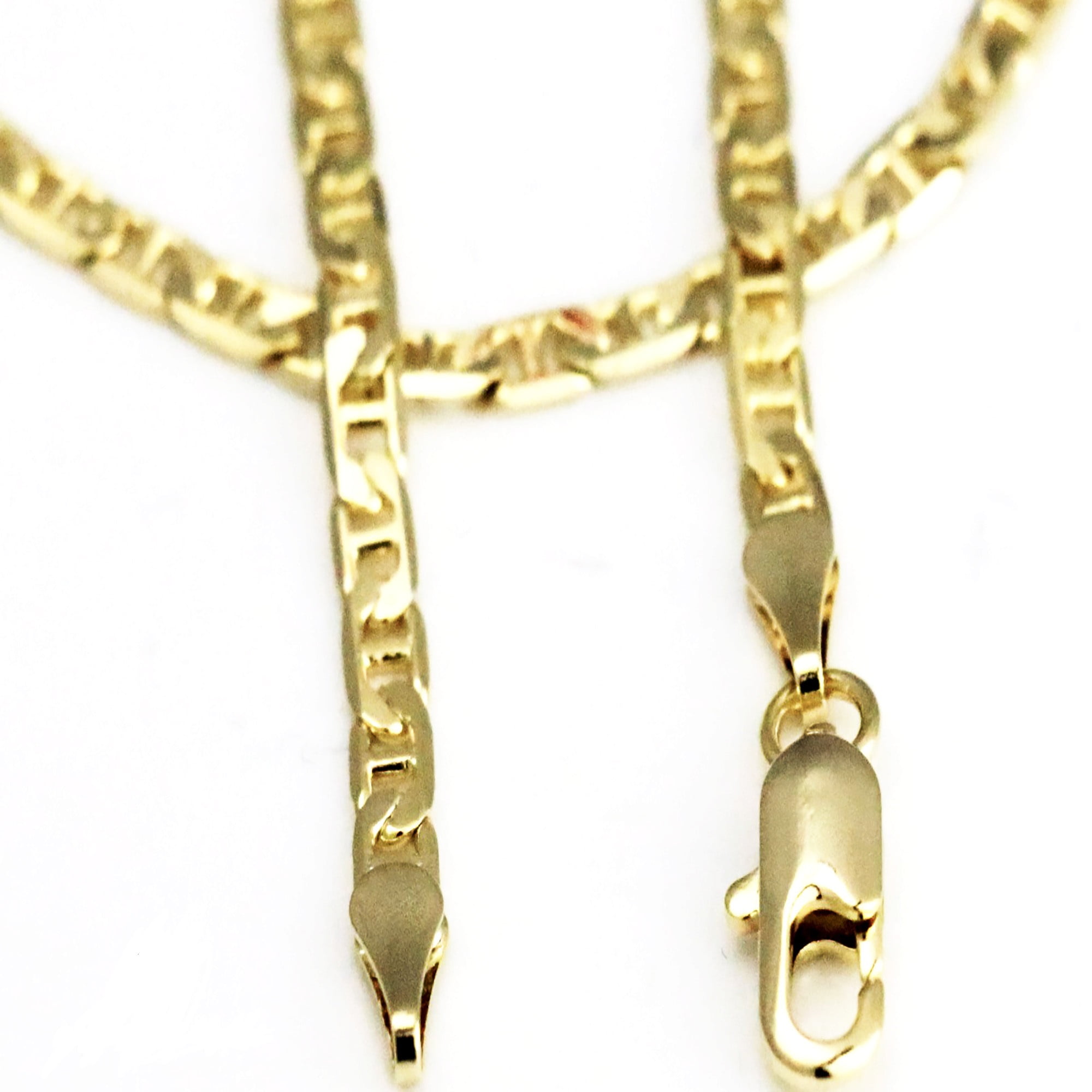 14k Bonded Gold Necklace with Tiny Bling Cross Pendent, Best Christmas Unisex Gift for Women, Men Mother, Father, Girlfriend, Boyfriend, Her, Him, Mariner Chain with Charm by Artisan Jeweler