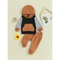 thumbnail image 2 of Bslissey Toddler Baby Boys 2Pcs Outfits Striped Long Sleeve Hooded Hoodie + Elastic Waist Sweatpants 6M 12M 18M 24M 3T Infant Casual Tracksuit Daily Clothes, 2 of 9