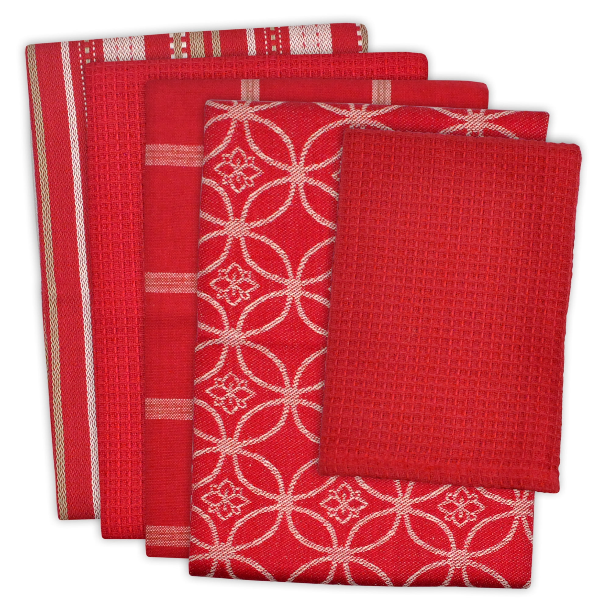 Three Red and White Kitchen Towels by C /& F
