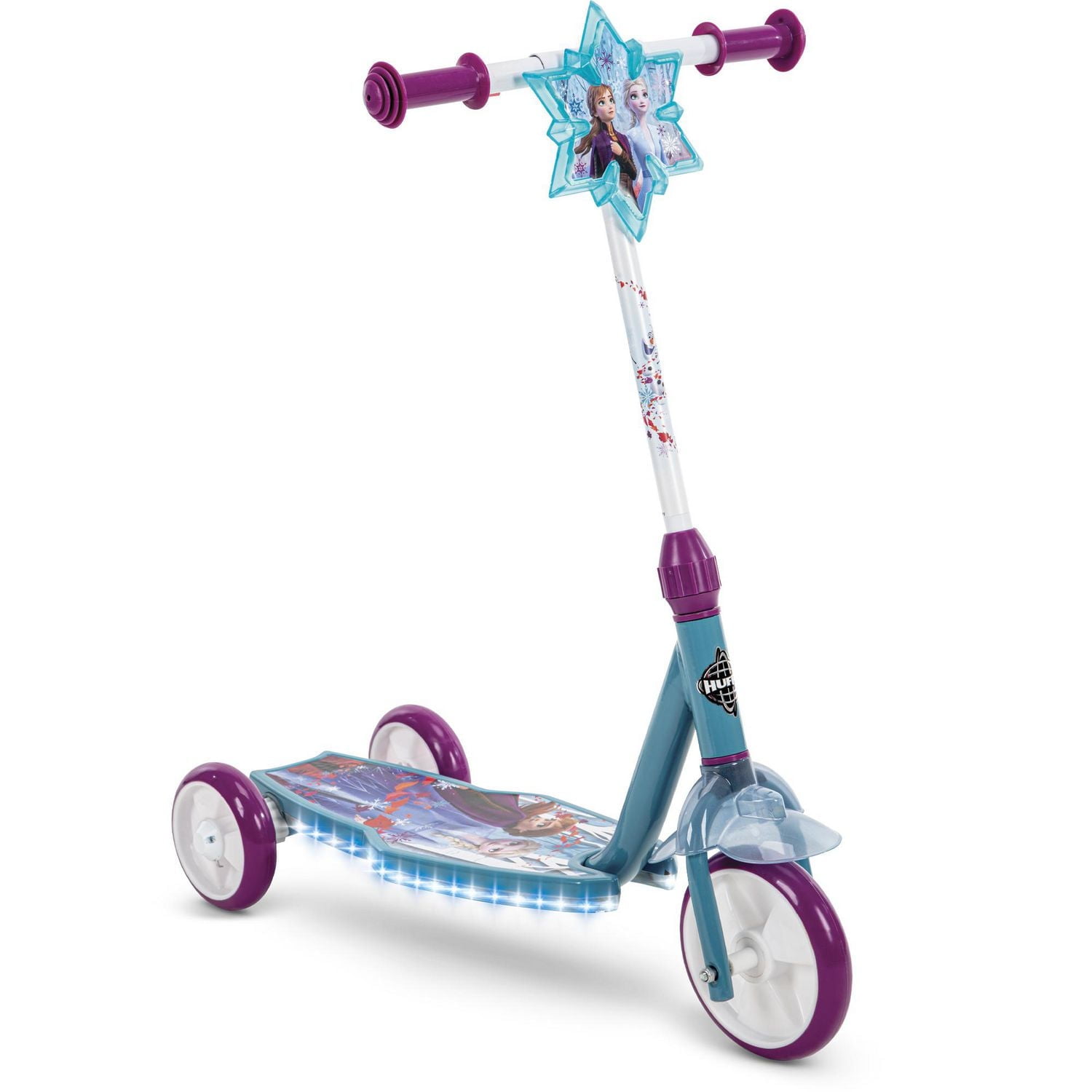 Huffy Reines des Neiges 2 Électro-lumière Trottinette préscolaire a 3 roues  pour les enfants, sarcelles et violets 3 ans et plus
