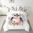thumbnail image 2 of Manfei Children Kids Cute Floral Penguin 7 Pieces Bedding Comforter Set,Cartoon Animal Full Bedding Set Lightweight,Watercolor Wildlife Flower Fitted Sheet Flat Sheet,Microfiber Bedroom Decor, 2 of 8