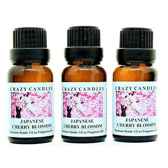 Crazy Candles Japanese Cherry Blossom (Made in USA) 3 Bottles 1/2 FL Oz Each (15ml) Premium Grade Scented Fragrance Oil