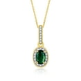 thumbnail image 2 of RYLOS Matching Jewelry  14K Yellow Gold Halo Pendant Necklace & Matching Ring. Gemstone & Diamonds, 18" Chain. 6X4MM Green Sapphire September Birthstone Jewelry Size 5, 2 of 6