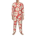 thumbnail image 4 of Kll Beige Flowers Sleepwear Mens Flannel Pajamas,Long Cotton Pj Set, 4 of 9