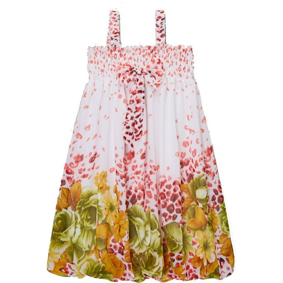Wenchoice Girl's Lime Green Floral Baby Doll Dress - L(5T-6T)