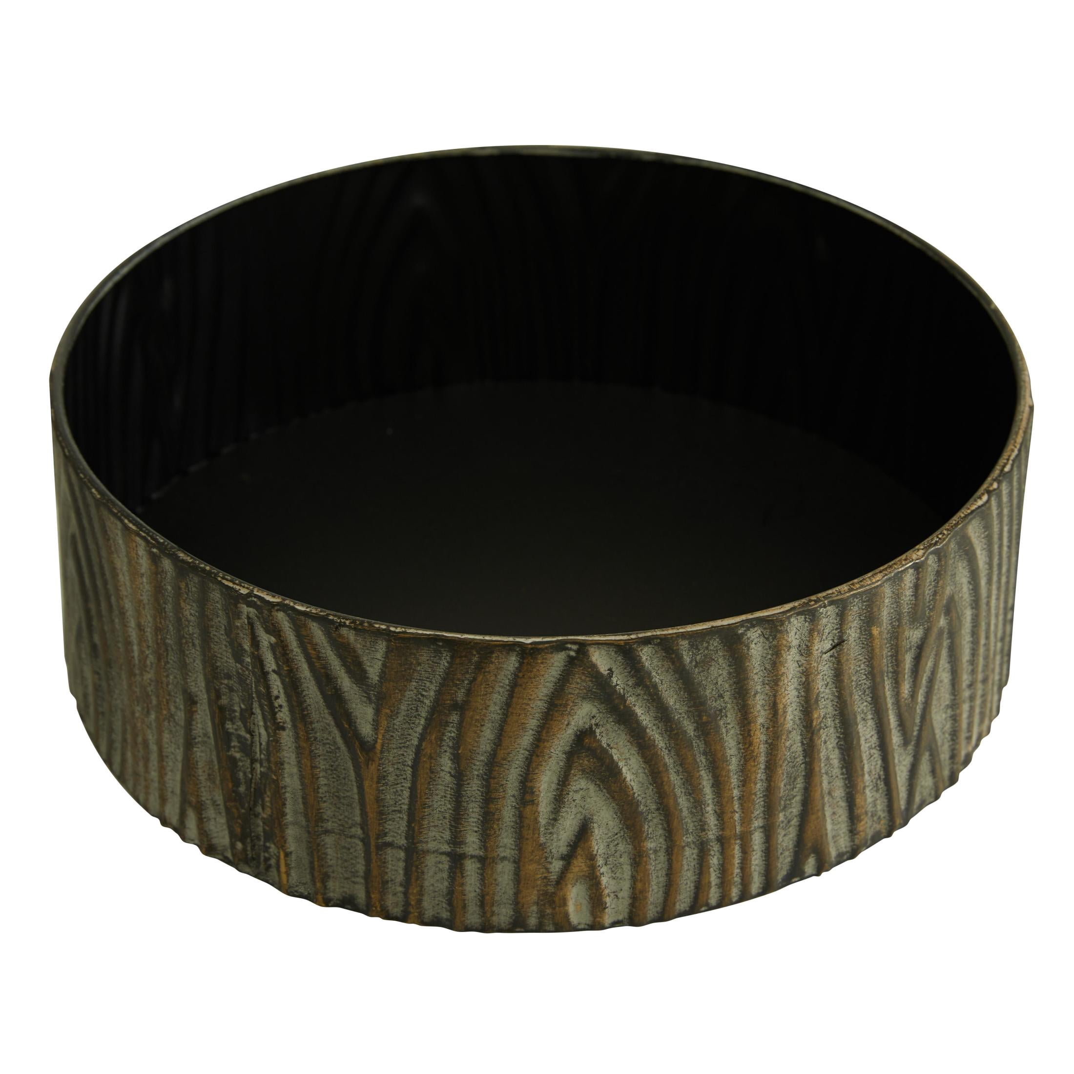 DecMode 7", 6"H Bronze Metal Bird Carved Decorative Jars, 2-Pieces