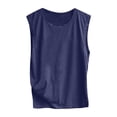 thumbnail image 6 of Womens Plain Tshirts Women Sleeveless O Neck Solid Slim Casual Tank Top Dark Blue XL, 6 of 6