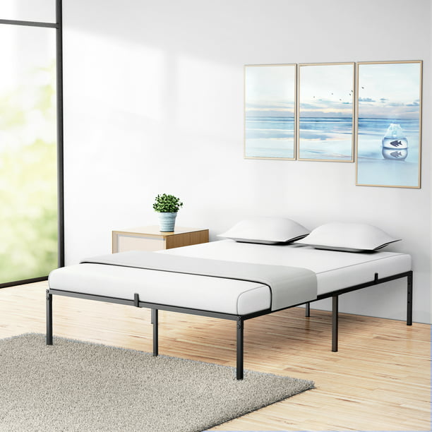 Metal Platform Bed Frame With Steel, Queen Size Metal Bed Frame With Hooks