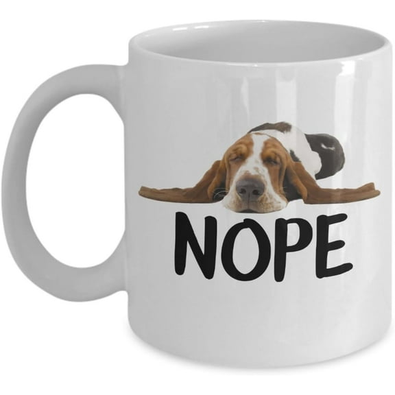 Nope Coffee Mug Lazy Basset Hound Dog Lover Gift 11 Oz Mug