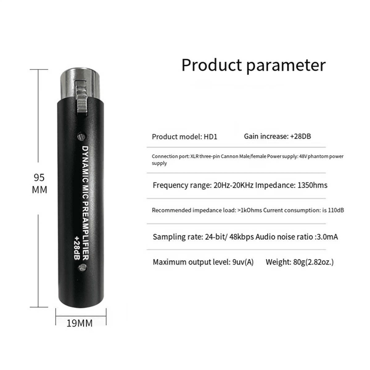 3X Microphone Preamplifier for DM1 Dynamic 28DB Gain Mic Amplifier for Dynamic and Passive Ribbon Microphones