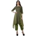 thumbnail image 1 of Moomaya Printed Traditional Clothing Womens Asymmetric Kurti Kurta With Pant Set, 1 of 6