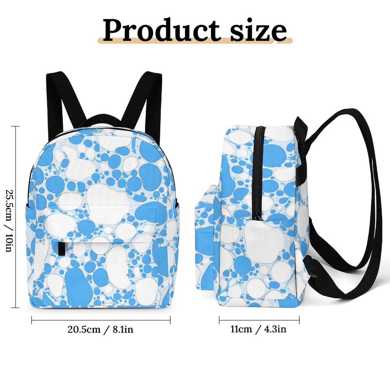 8.1×10in Casual Women'S Backpack With Anti-Contraction And Stretch For Sports Activities Travel Picnics Milk Cow Skin Print Style PowDerBlue_4