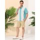 thumbnail image 4 of Camisas hawaianas manga corta botones botones a rayas playeras azul claro blanco T L, 4 of 6