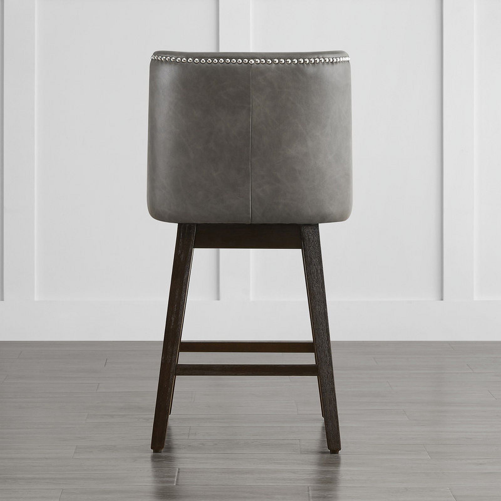 CHITA 26 inch Swivel Upholstered Counter Height Bar Stools with Full Back Set of 3,Faux Leather in Slate