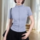 thumbnail image 4 of Xuyuer Yoga Waist Cinch Short Sleeve Top - Women's Casual Sports Half High Neck Summer Shirt for Workout Sessions, Athletic Streetwear Style & Breathable Gym-to-Street Wear, 4 of 4