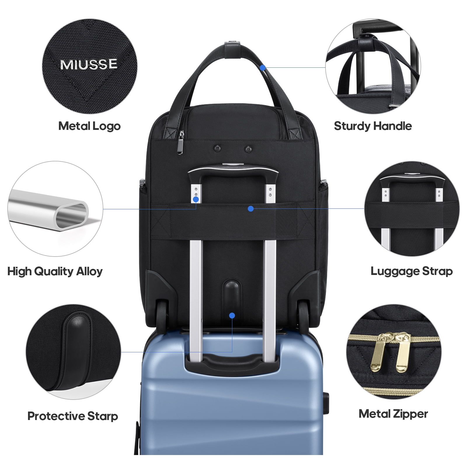 MIUSSE Underseat Carry on Luggage 16 Inch Soft Sided Luggage with Wheels and TSA Lock Airline Approved Small Suitcase for Men Women