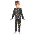 thumbnail image 3 of Dailycode Cotton Pajama Set Snug Fit Long Sleeve Top and Pants for 18M-8Y Orange Gray Black Bat Seamless, 3 of 7