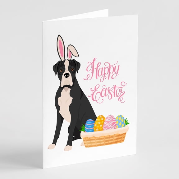 Natural Eared Black Boxer Easter Greeting Cards and Envelopes Pack of 8 7 in x 5 in