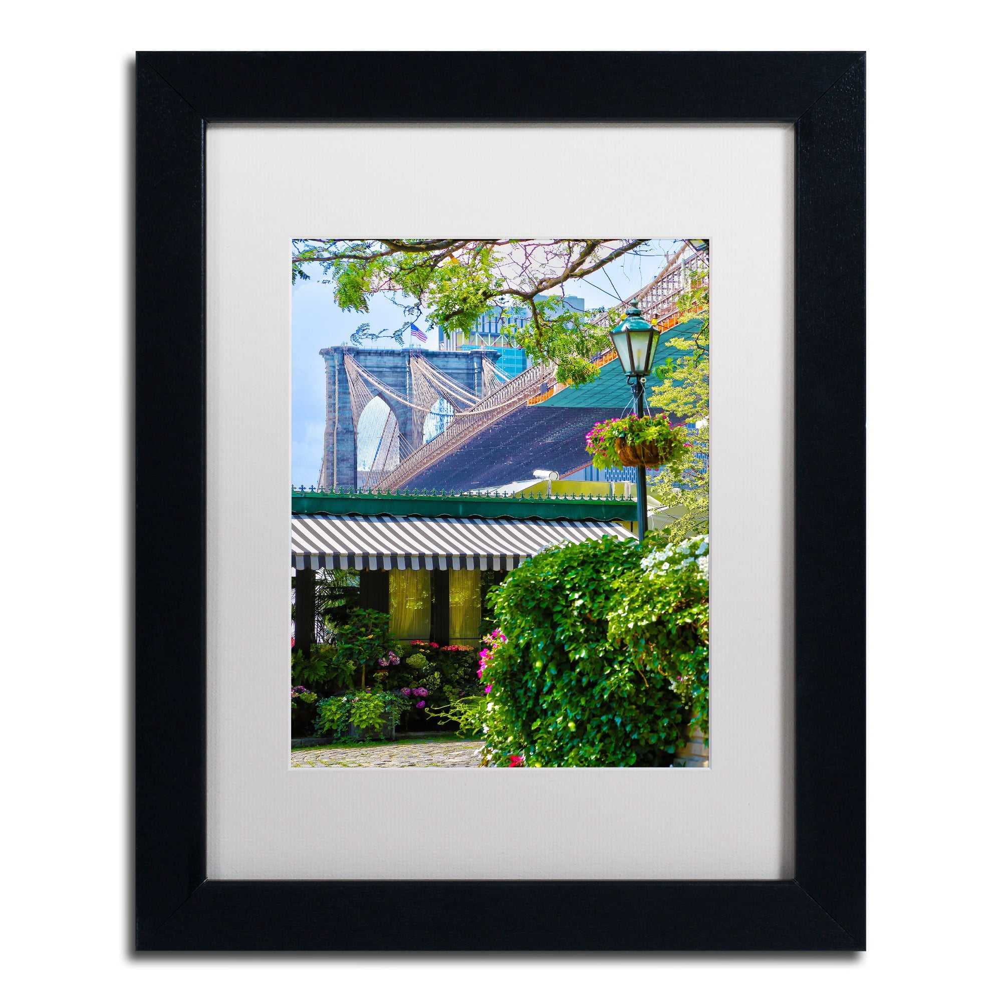 "Brooklyn Bridge 2" Canvas Art by CATeyes, White Matte, Black Frame