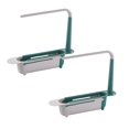 thumbnail image 1 of Oleegame 2PC Shower Soap Dish With Hook Minimalist Telescopic 2-in-1 Sink Storage Rack Holder Dishwashing Cloth Rack Green, 1 of 2