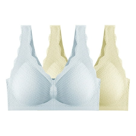 

Qcmgmg Wireless Bra for Women Full Coverage Solid Seamless Bralette Female 2 Pack Complexion 2XL