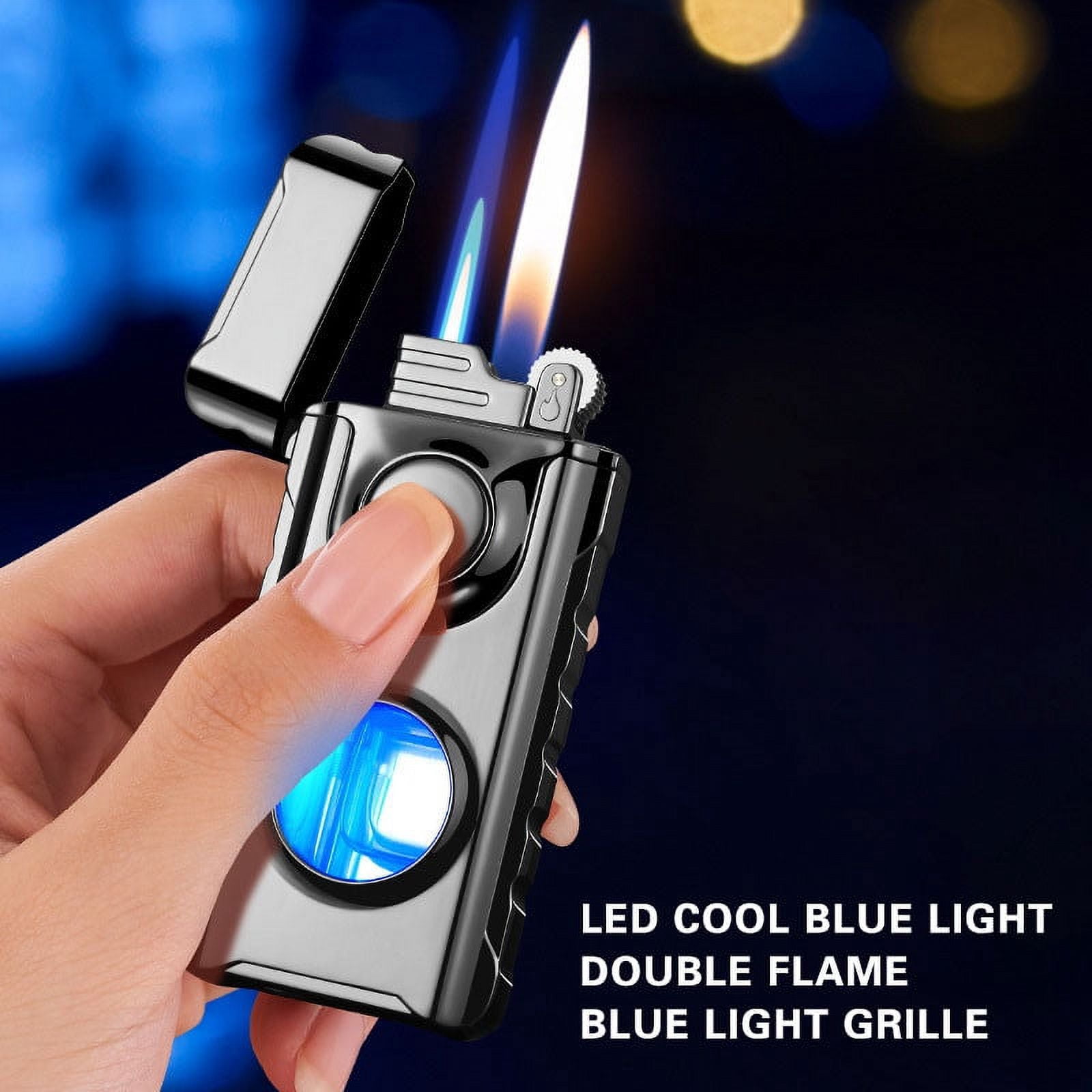 Briquet cylindrique en forme de cigarette à flamme réglable, briquet torche au butane, briquet à flamme nue à meule vintage, briquet à gaz rechargeable, mini allume-bougie portable, camping, cadeau (b