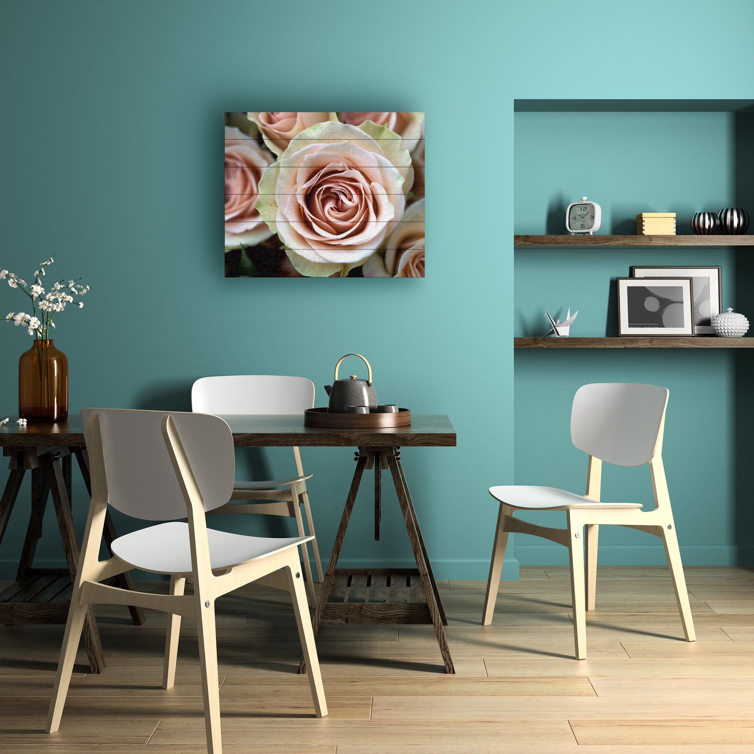 Trademark Fine Art 'Pale Pink Roses' Wooden Wall Art Art by Kathy Yates
