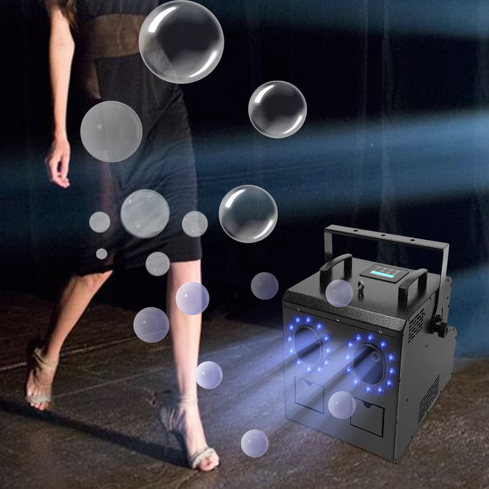 900W Bubble Fog Machine with LED Lights, DMX & Remote Control, 1L Dual Tank, Colorful Effects for Parties, Weddings, and DJ Events