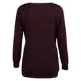 thumbnail image 5 of IROINNID Sales Women's Fall Tops Long Sleeve Oversized Base Shirts Solid Workout Sweatshirts Casual Basic V-Neck Loose Fit Tops with Pocket,Burgundy, 5 of 5