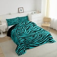 thumbnail image 3 of Manfei Zebra Print 3pcs King Size Comforter Sets,Abstract Stripes Bedding Comforter Set,Black Blue Bedding Set,Lightweight Animal Room Decorative,Reversible, 3 of 8
