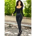thumbnail image 4 of Pack de 2 Leggins Mujer Unitalla Mezclilla Faja Alta Estilo Pantalón Mezclilla Calidad Premium Jegging Tiro Alto, Mallon licra Cómodos Elásticos, 4 of 5