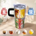 thumbnail image 6 of Sunflower 20oz Stainless Steel Tumbler with Handle and Straw – Insulated Travel Cup with Sliding Lid, 360° Full Wrap Printed Mug for Home, Outdoor & Sports Use, Foral, 6 of 6