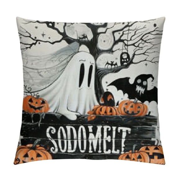 PHYHOO  Halloween Pillow Covers Black and White Ghost Pumpkins Decoration Outdoor Pillow Cases Black Throw Pillow Covers Decor for Sofa Bed Outdoor Car White