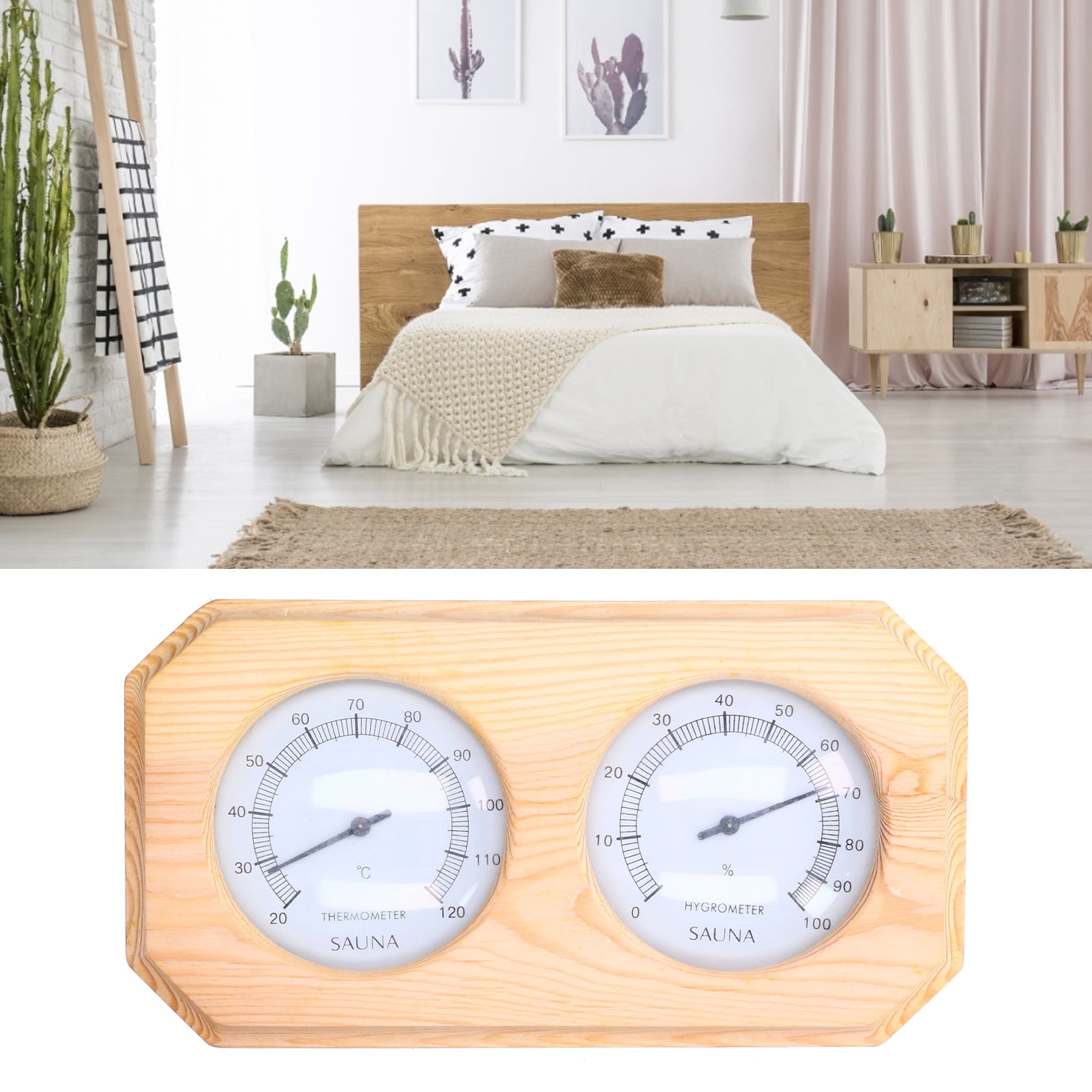 Accurate Sauna Humidity Monitor, Large Dial, Wooden Design, Ideal For Home  Gym Spaces