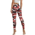 thumbnail image 2 of COEQINE Women Elastic Yoga Pants No See Through Tummy Control High Waisted Athletic Leggings Red Gray Camouflage 4-Way Stretch Hip Lift Buttery Soft Tights with Pockets, L, 2 of 7