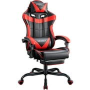 Gaming Chair, Seenda Video Game Chair with Footrest and Lumbar Support, Ergonomic Computer Chair Height Adjustable with Swivel Seat and Headrest, Red