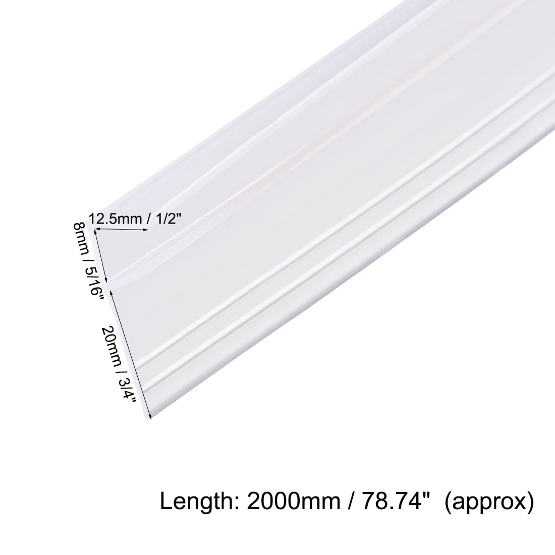 Unique Bargains Frameless Glass Door Sweep Seal Strip F-Type 0.31" Dia x 78.74" L