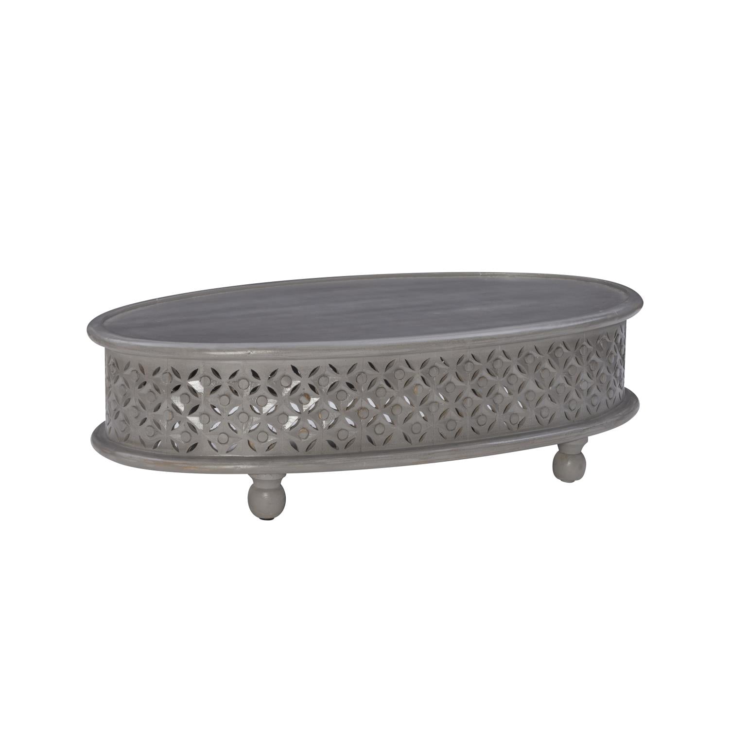 Powell Inora Oval Coffee Table With Light Gray Finish D1427A21CTLGRY